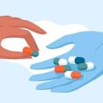 illustration depicting controlled substances changing hands