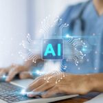 veterinarian uses AI features on a computer